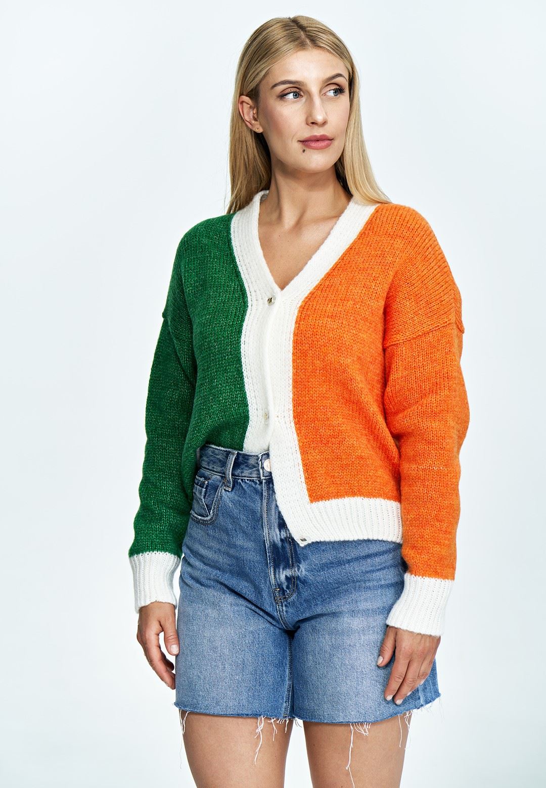 Sweater M895 Orange-Green Oversized