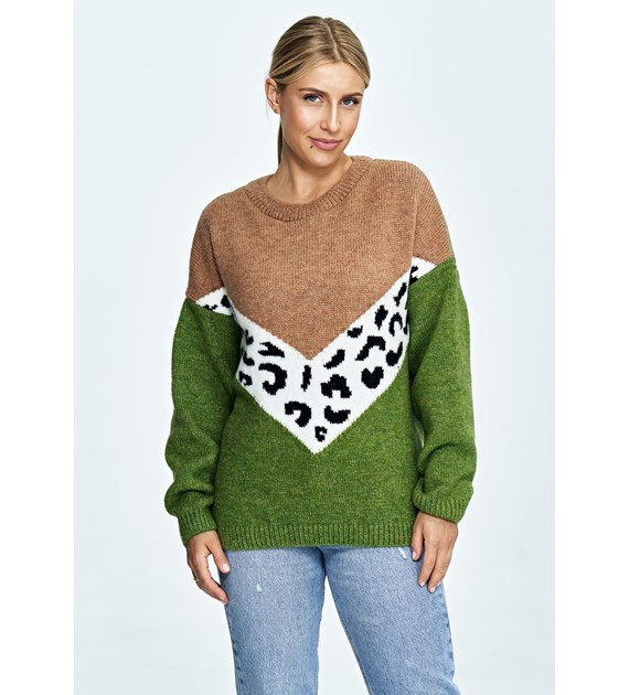 Sweater M905 Green-Brown Oversized